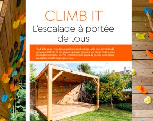 Article presse mur d'escalade CLIMB IT. Les murs d'escalade intérieurs et extérieurs développés par CLIMB IT fabricant de murs d'escalade à l'honneur